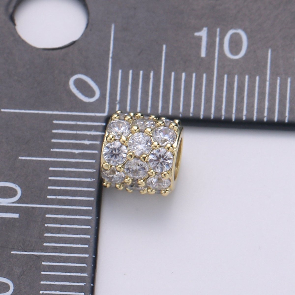 Dainty Golden Circle Roll Beads CZ Gold plated Geometric Round Roll Jewelry Making Beads B-332 - DLUXCA