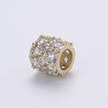 Dainty Golden Circle Roll Beads CZ Gold plated Geometric Round Roll Jewelry Making Beads B-332 - DLUXCA