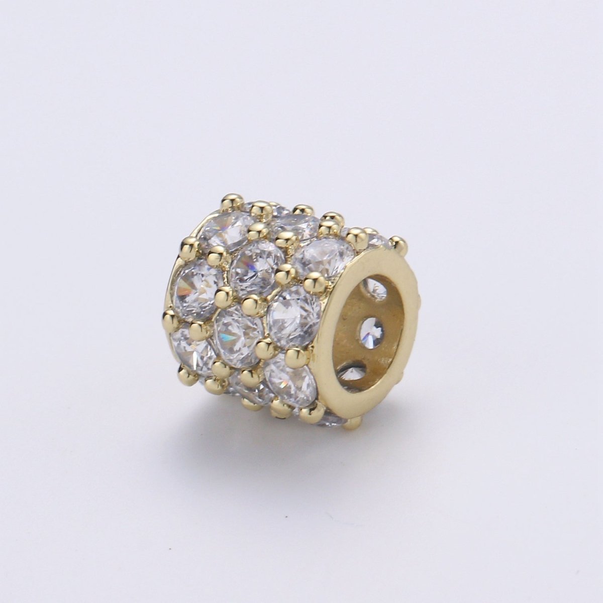Dainty Golden Circle Roll Beads CZ Gold plated Geometric Round Roll Jewelry Making Beads B-332 - DLUXCA