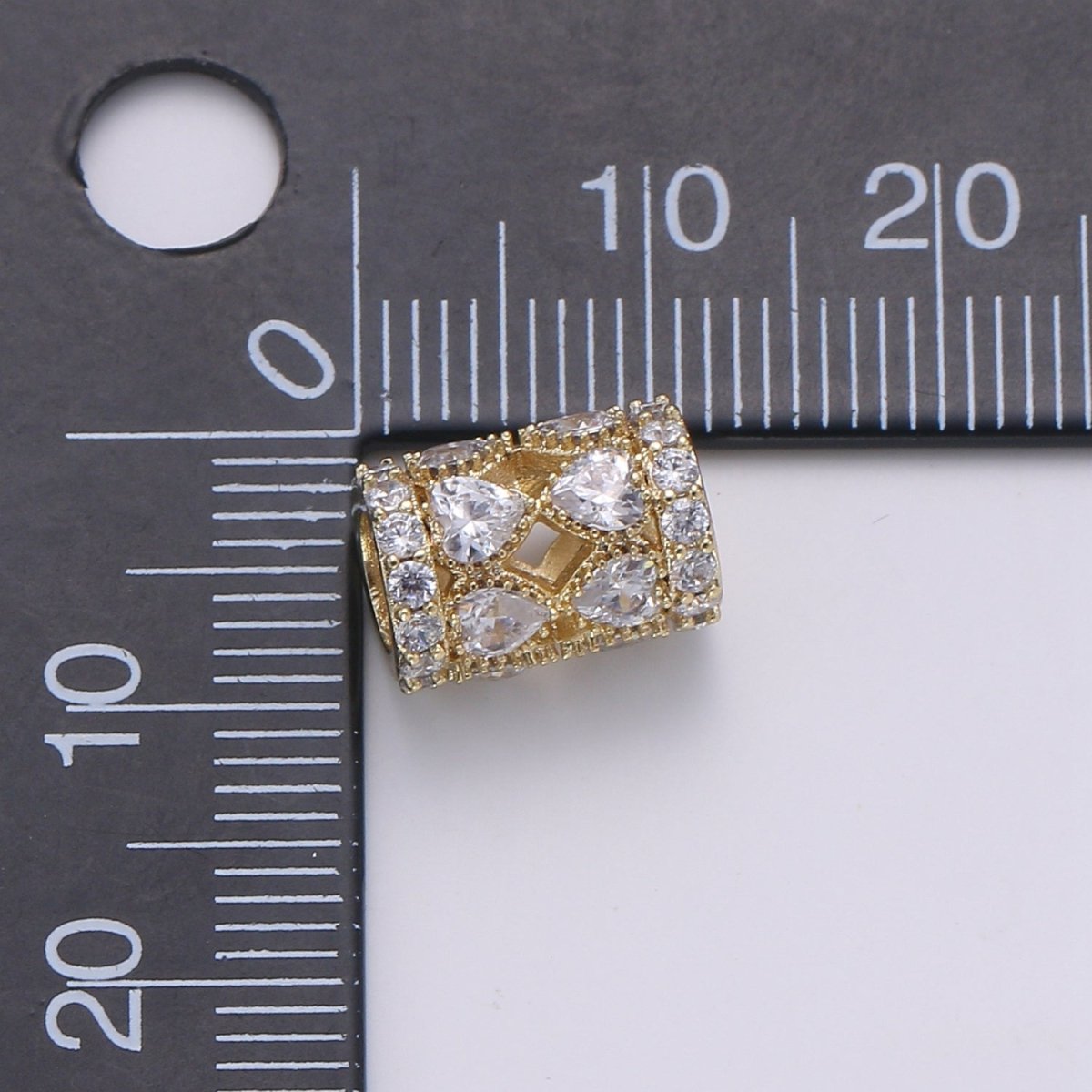 Dainty Golden Tube Beads Roll CZ Gold plated Geometric Jewelry Making Beads B-352 - DLUXCA