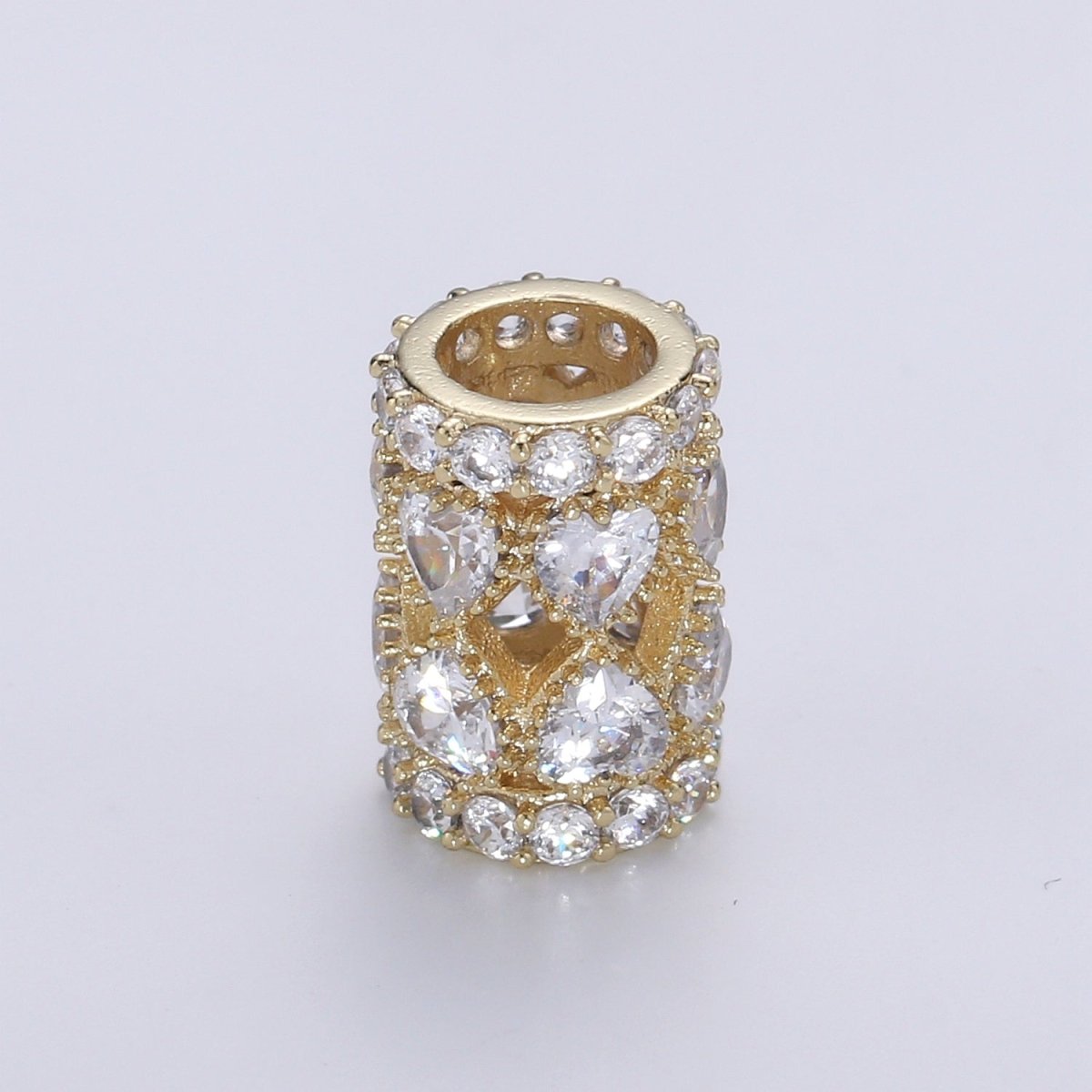 Dainty Golden Tube Beads Roll CZ Gold plated Geometric Jewelry Making Beads B-352 - DLUXCA