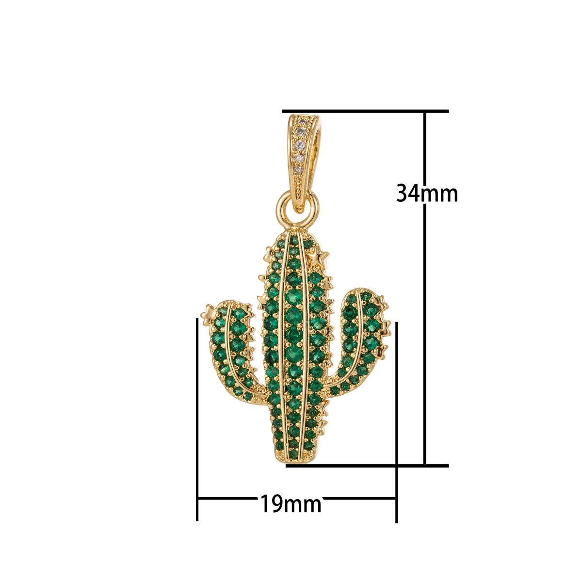 Dainty Green Cactus Charm Saguaro Pendant Gold plated Charm for Teen Jewelry Micro Pave charm Necklace Earring Bracelet Charm Supply I-187 - DLUXCA