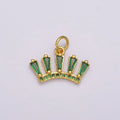 Dainty Green Crown Charm Dangle Eye Lash Charm for Necklace Earring Component Supply M-754 - DLUXCA