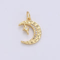 Dainty Hammered Crescent Moon Pendant, Rustic Look Moon Charm Celestial Charm in 14k gold plated for Necklace Earring Supply Component | D-276 - DLUXCA