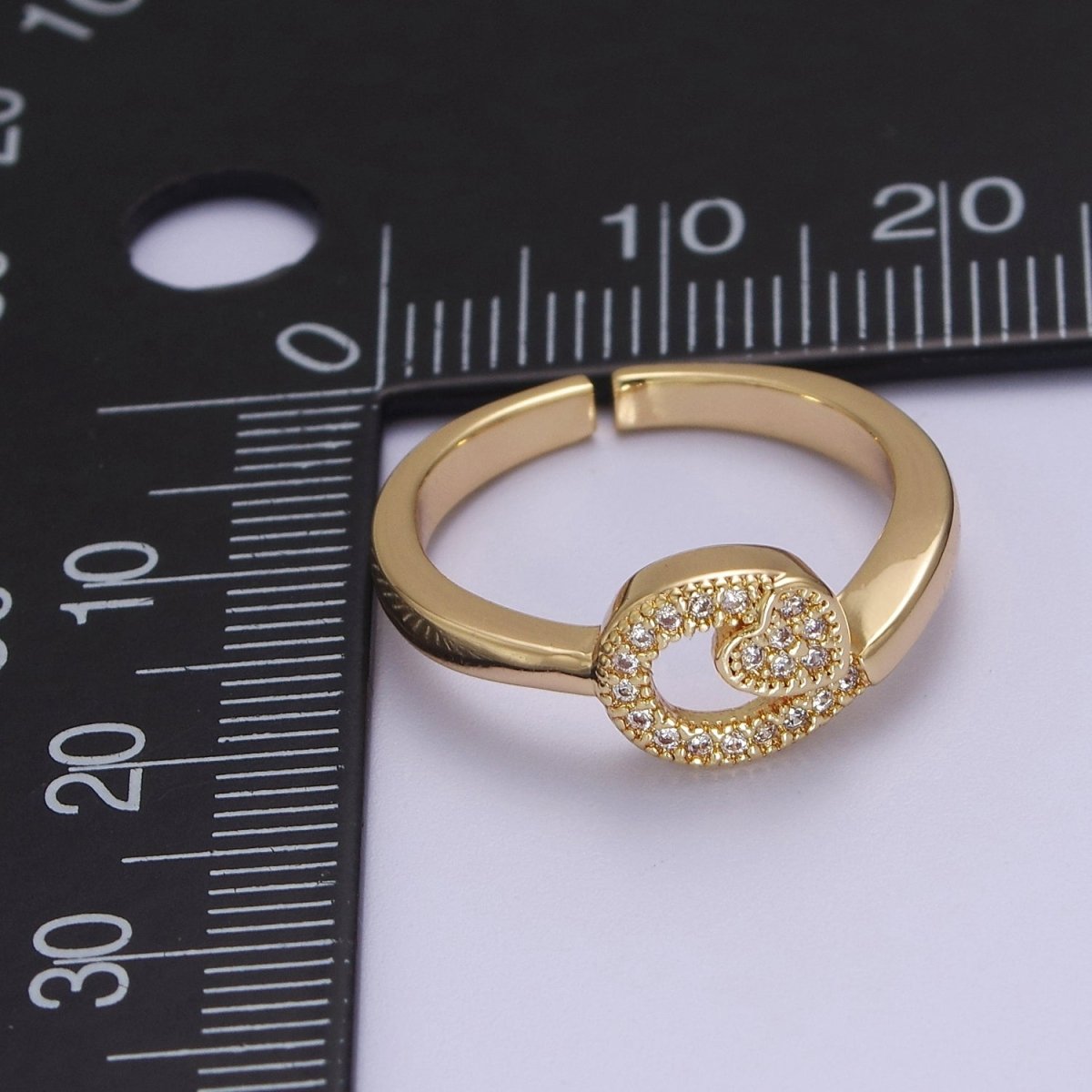 Dainty Heart 14k Gold plated Ring Clear Micro Pave Cubic Zirconia Setting Dainty Jewelry S-534 - DLUXCA