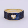 Dainty Heart Adjustable Ring, Gold Cz Dark Ring, Blue Green Purple Teal Stone Heart Jewelry Trend | O-460 ~  O-464