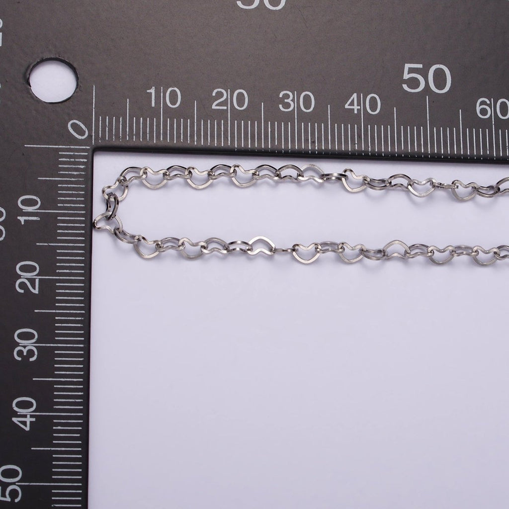 Dainty Heart Chain Necklace Stainless Steel 18 inch Necklace in Silver | WA-2409 - DLUXCA