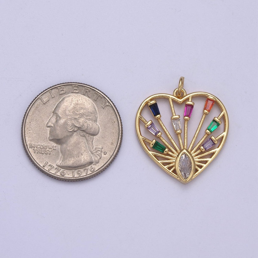 Dainty Heart Charm Colorful Love Me Pendant for Valentine Jewelry Inspired 14K Gold plated Heart Charm N-404 N-405