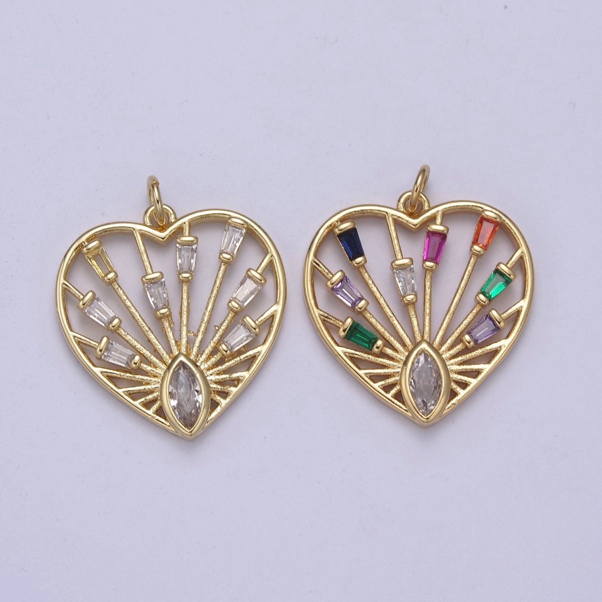 Dainty Heart Charm Colorful Love Me Pendant for Valentine Jewelry Inspired 14K Gold plated Heart Charm N-404 N-405