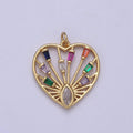 Dainty Heart Charm Colorful Love Me Pendant for Valentine Jewelry Inspired 14K Gold plated Heart Charm N-404 N-405