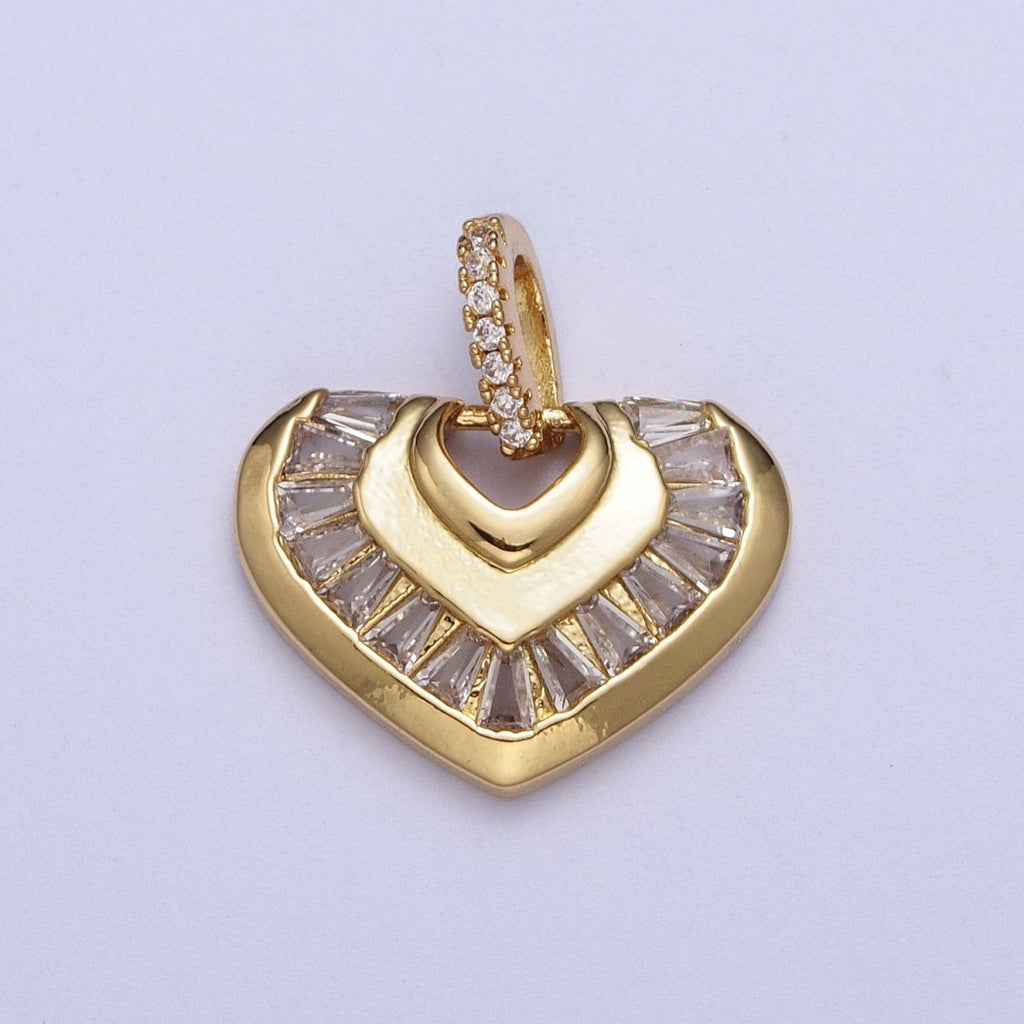 Dainty Heart Charm with Clear Cz Stone for Love Pendant Necklace Bracelet Supply X-534 - DLUXCA