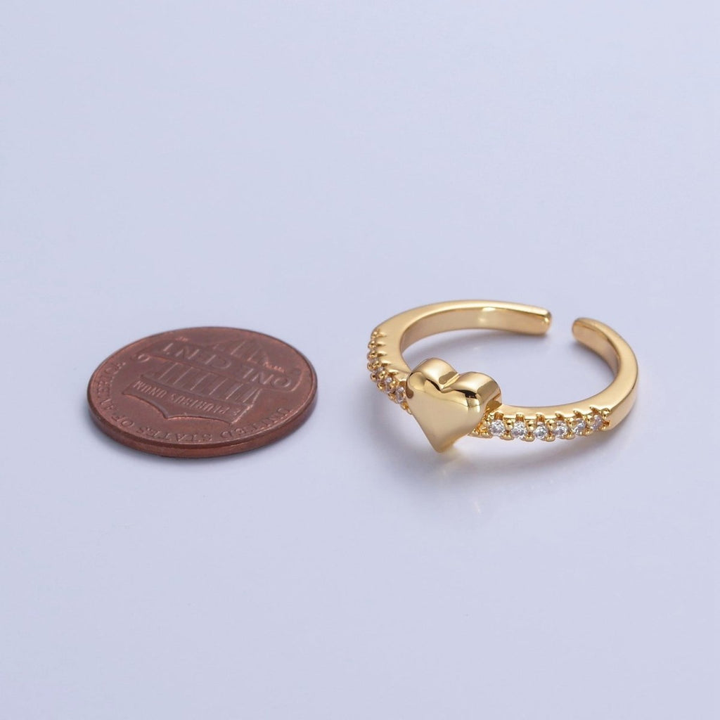 Dainty Heart Pave Ring Gold Silver CZ Ring Minimalist Jewelry O-2206 O-2207 - DLUXCA