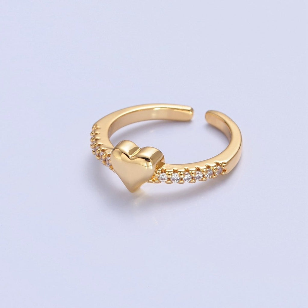 Dainty Heart Pave Ring Gold Silver CZ Ring Minimalist Jewelry O-2206 O-2207 - DLUXCA