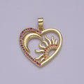 Dainty Heart Pendant with Crescent Moon Sun Ray Celestial Jewelry Charm N-594 - DLUXCA
