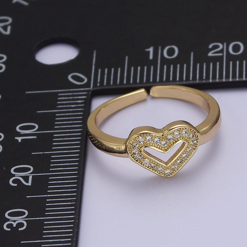 Dainty Heart Ring Mini Gold plated Heart Ring Stackable Jewelry Rings Open Adjustable O2031 - DLUXCA