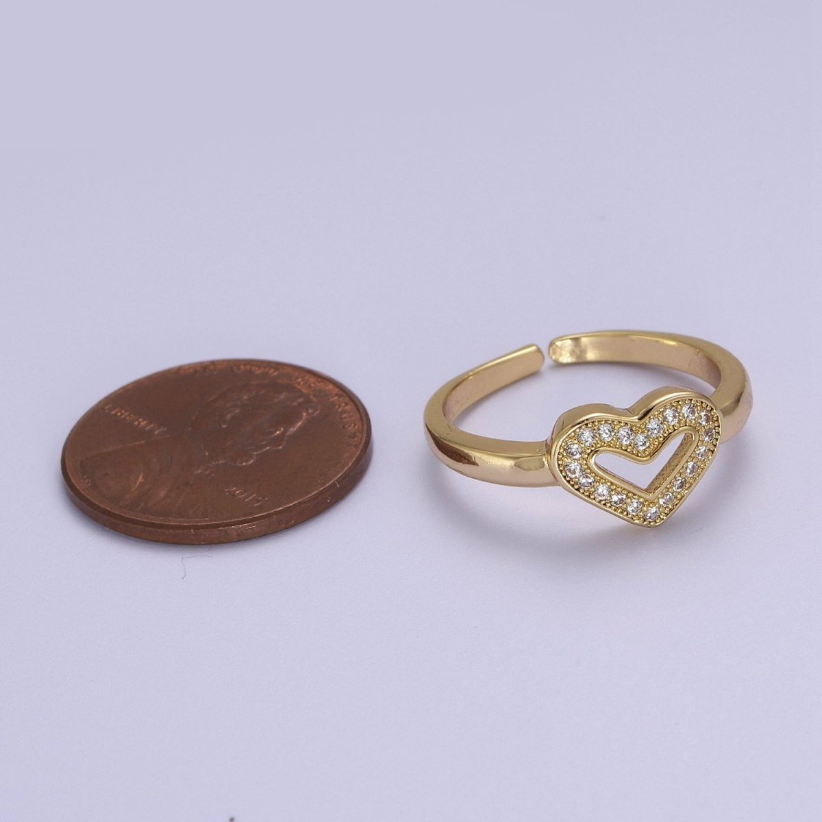 Dainty Heart Ring Mini Gold plated Heart Ring Stackable Jewelry Rings Open Adjustable O2031 - DLUXCA