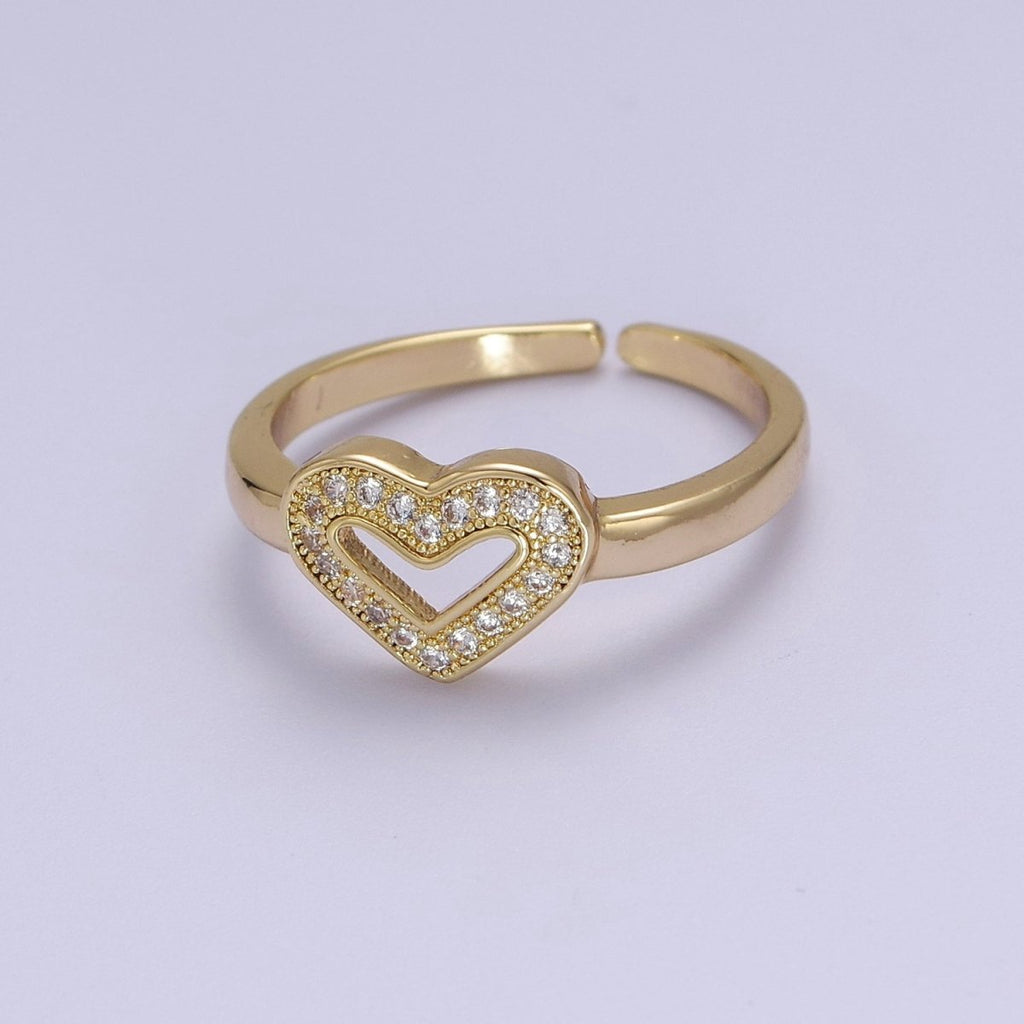 Dainty Heart Ring Mini Gold plated Heart Ring Stackable Jewelry Rings Open Adjustable O2031 - DLUXCA