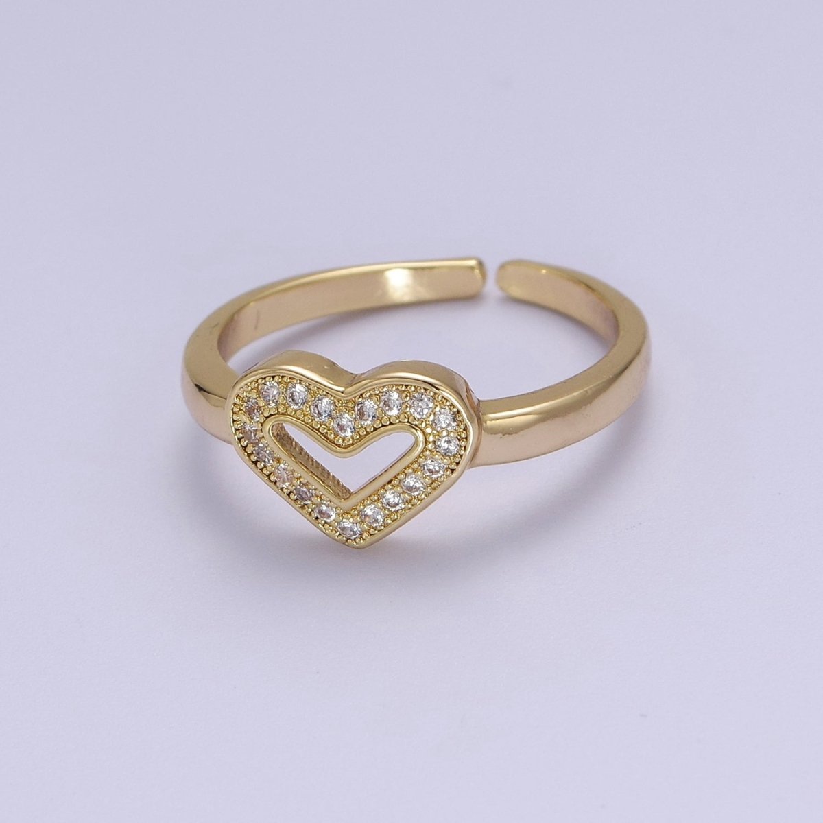 Dainty Heart Ring Mini Gold plated Heart Ring Stackable Jewelry Rings Open Adjustable O2031 - DLUXCA