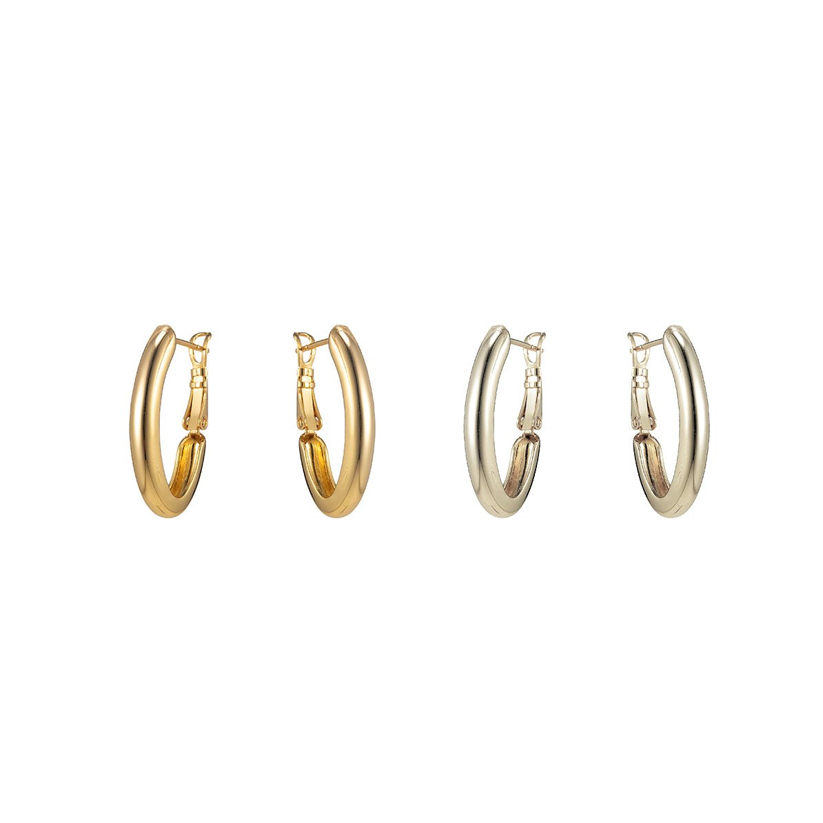 Dainty Hoop Earring Gold plated 15mm Thin Hoops lever back earring P-183 P-184 - DLUXCA