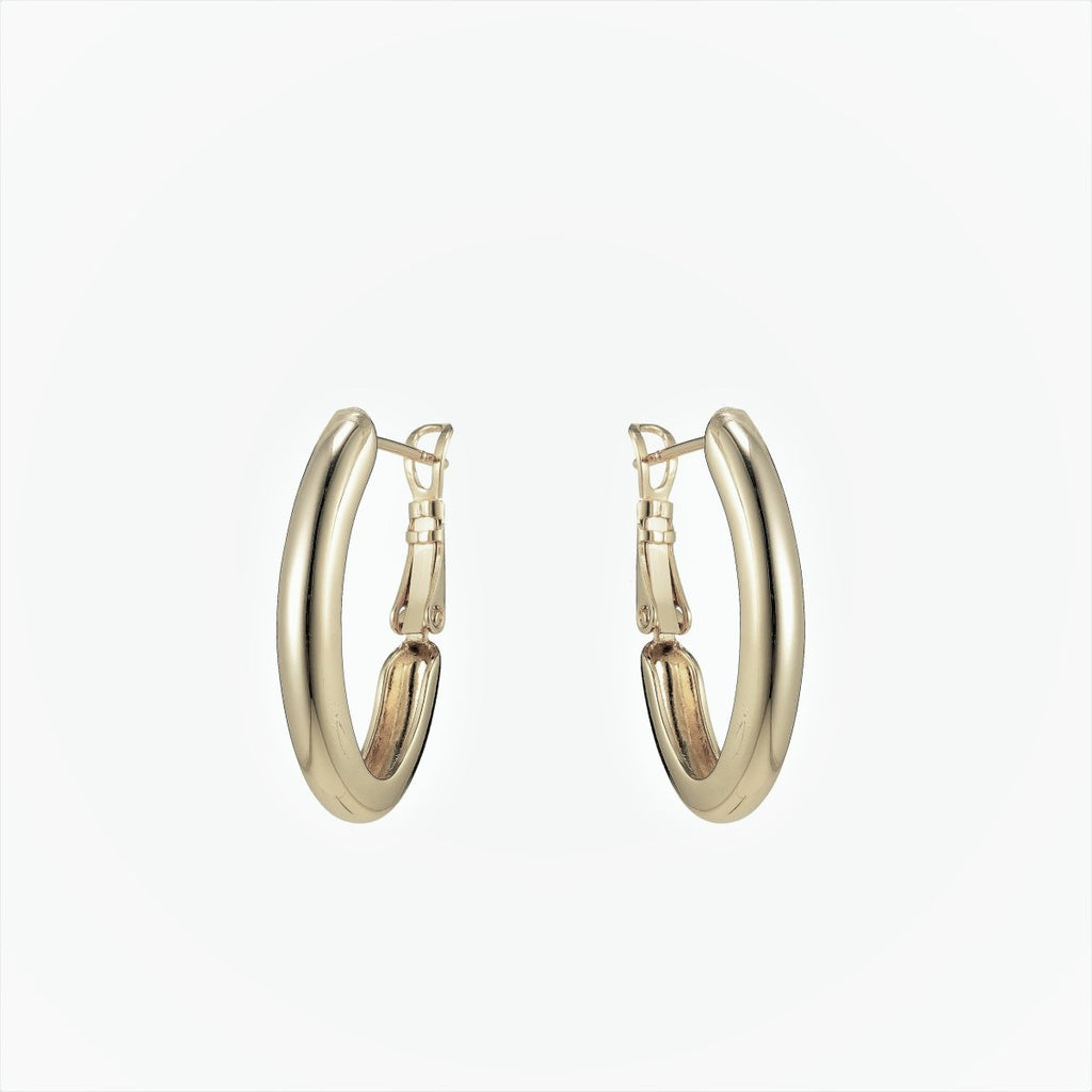Dainty Hoop Earring Gold plated 15mm Thin Hoops lever back earring P-183 P-184 - DLUXCA