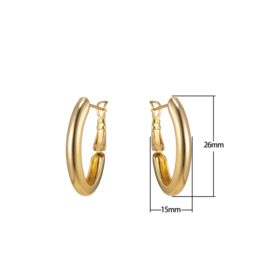 Dainty Hoop Earring Gold plated 15mm Thin Hoops lever back earring P-183 P-184 - DLUXCA
