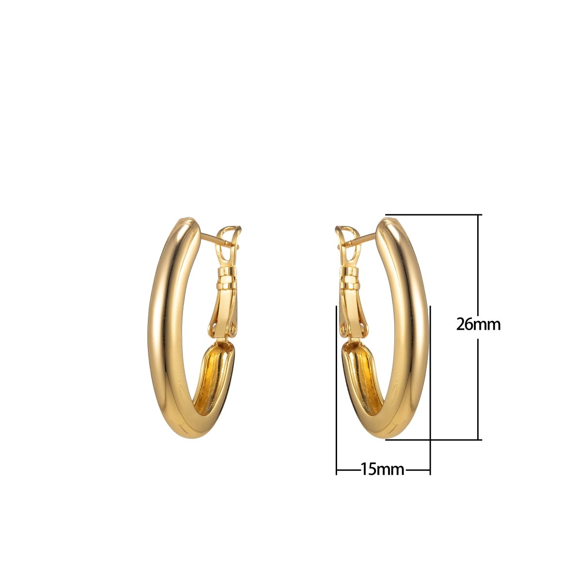 Dainty Hoop Earring Gold plated 15mm Thin Hoops lever back earring P-183 P-184 - DLUXCA