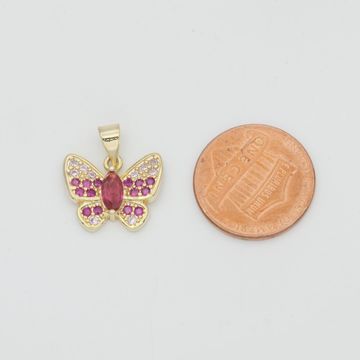 Dainty Hot Pink Gold Butterfly Mariposa Cute Dainty Butterfly Animal Gold plated Pendants H-182 - DLUXCA