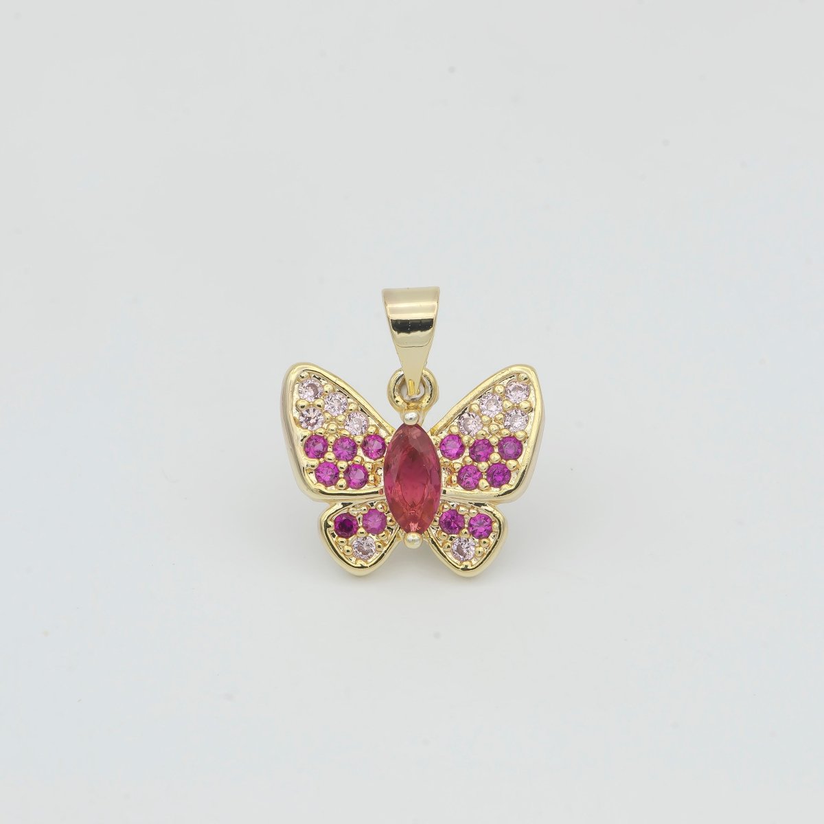 Dainty Hot Pink Gold Butterfly Mariposa Cute Dainty Butterfly Animal Gold plated Pendants H-182 - DLUXCA