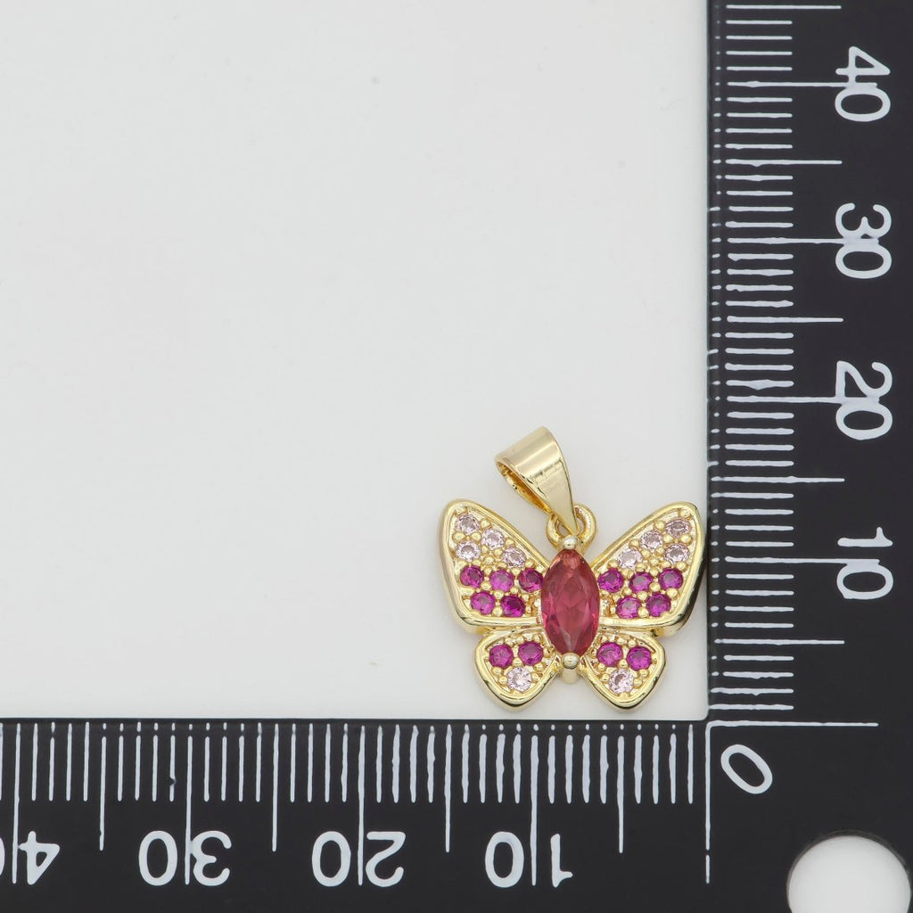Dainty Hot Pink Gold Butterfly Mariposa Cute Dainty Butterfly Animal Gold plated Pendants H-182 - DLUXCA