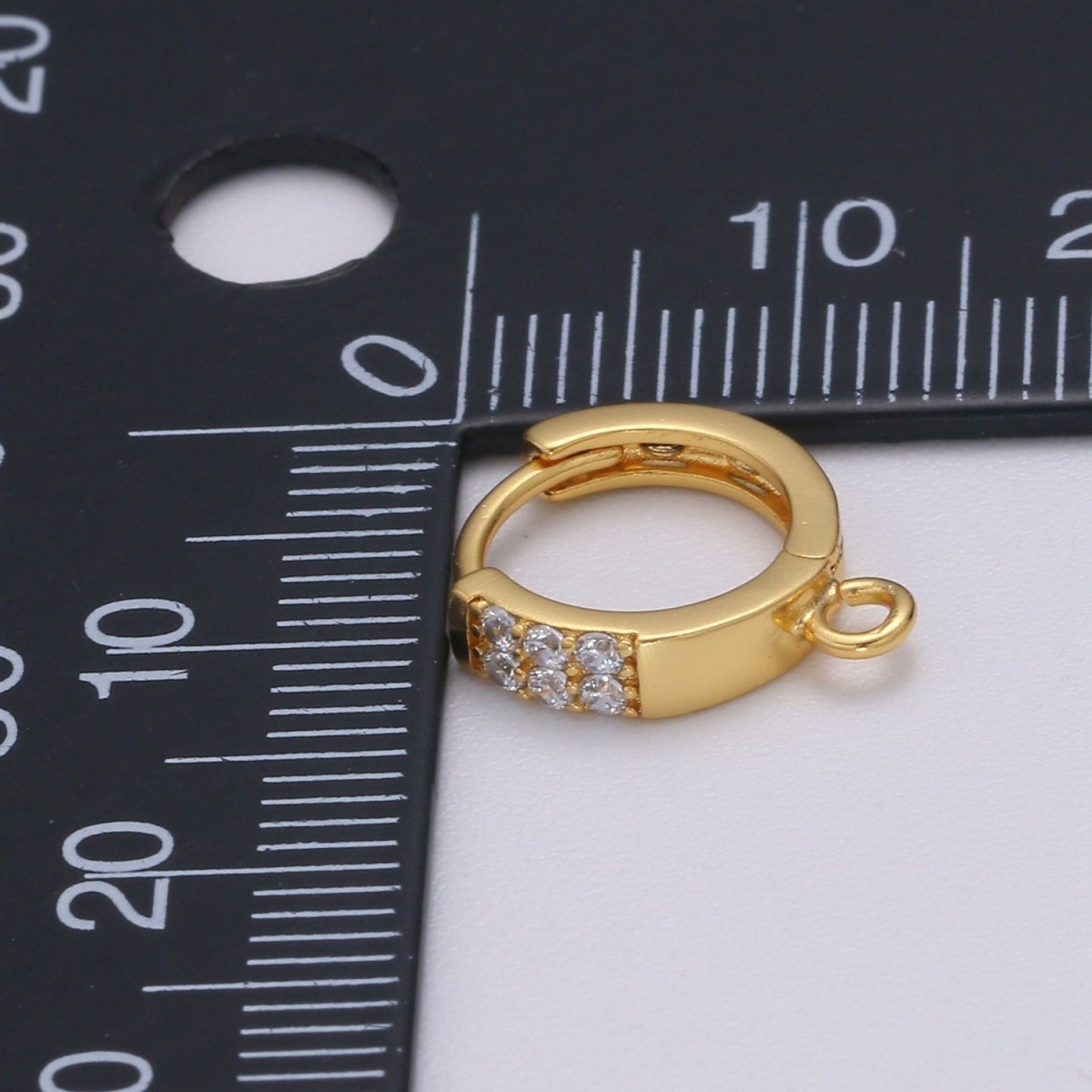 Dainty Huggie Earring 24K Gold plated Cz Micro Pave Hoops with open link for Jewelry Making Supply L-231 - DLUXCA