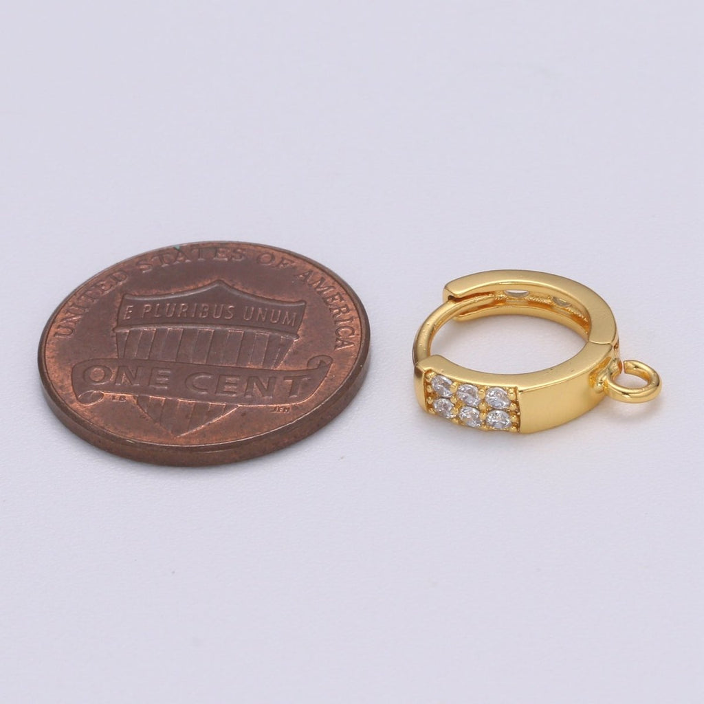 Dainty Huggie Earring 24K Gold plated Cz Micro Pave Hoops with open link for Jewelry Making Supply L-231 - DLUXCA