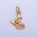 Dainty I Love Heart Charm Micro Paved Multicolor Cubic Zirconia Charm | X-231 - DLUXCA