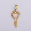 Dainty Key Charm 24K Gold plated Micro Pave CZ Pendant H-053 - DLUXCA