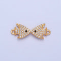 Dainty Kiss Fish CZ Gold Pave Charm Connector for Bracelet Necklace Supply F-321 - DLUXCA
