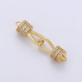 Dainty Knot Charm Connector CZ Micro Pave 29x6mm Gold Link Connector Lead Free for Necklace Bracelet Component F-445 - DLUXCA