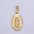 Dainty Lady Guadalupe Pendant Double Sided Charm for Catholic Jewelry Making Gold plated X-654 - DLUXCA