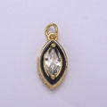Dainty Leaf Clear CZ Enamel Colorful Eye Shape Pendant 14K Gold plated Enamel Charm, Necklace Bracelet Component M-682 - M-685