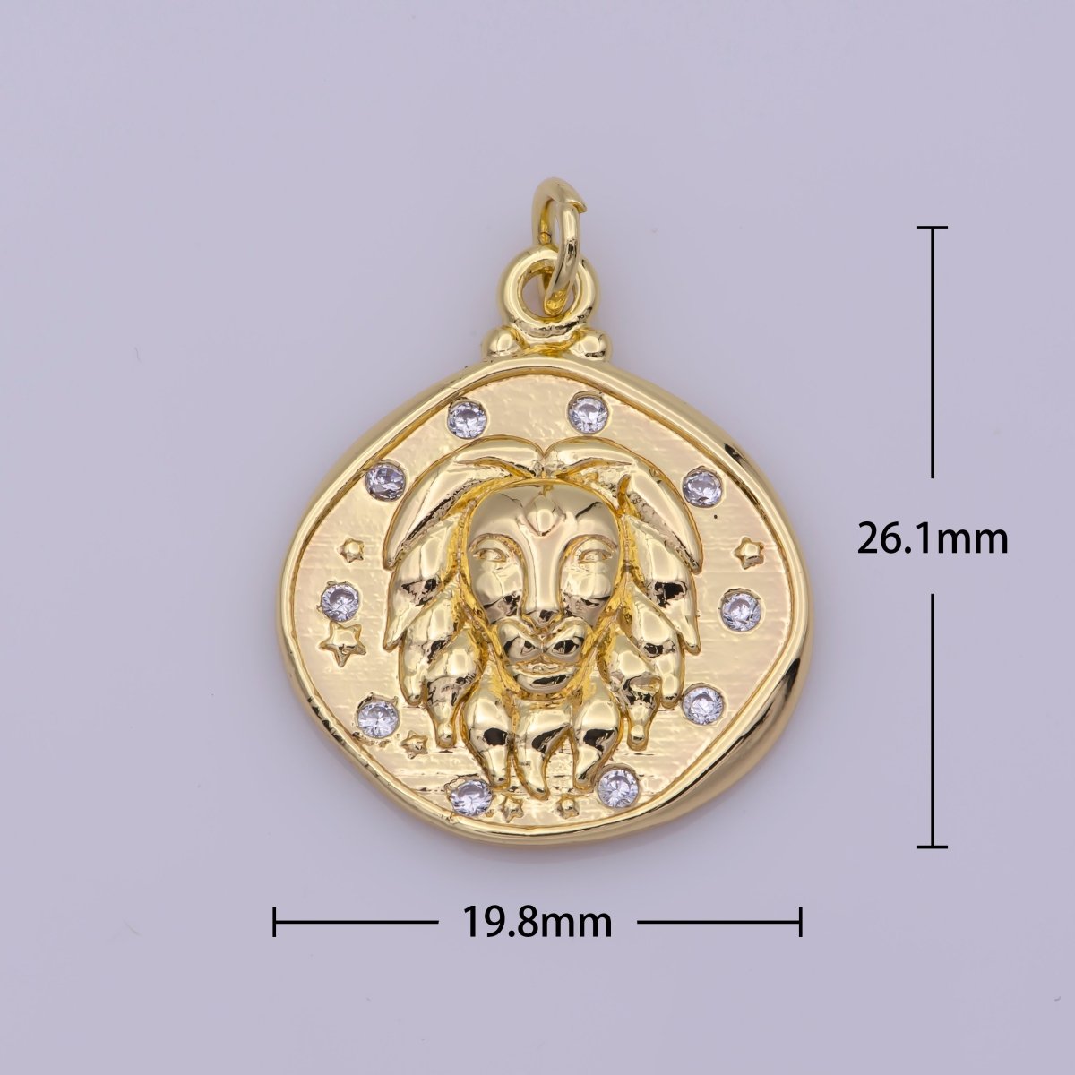 Dainty Lion Charm Leo Sign Coin Charm in 18K Gold plated N-203 - DLUXCA