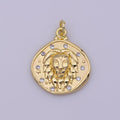 Dainty Lion Charm Leo Sign Coin Charm in 18K Gold plated N-203 - DLUXCA