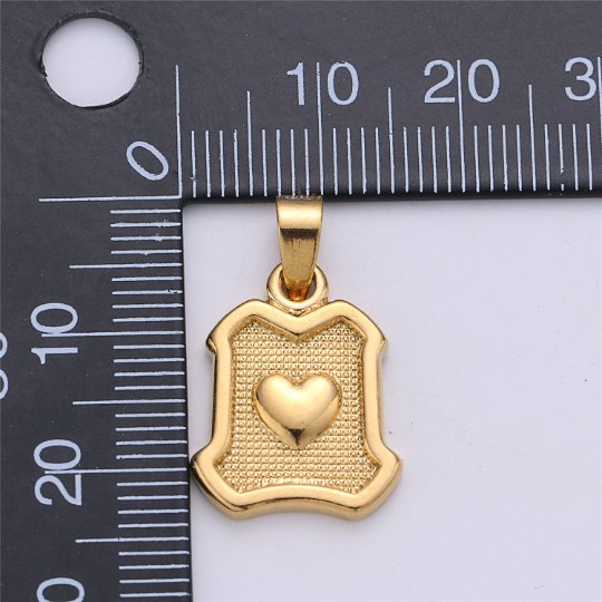 Dainty Love Heart Medallion Pendant Gold plated Heart Pendant Gold Heart Necklace, Medallion for Necklace Bracelet Earring Making Supply I-157 - DLUXCA