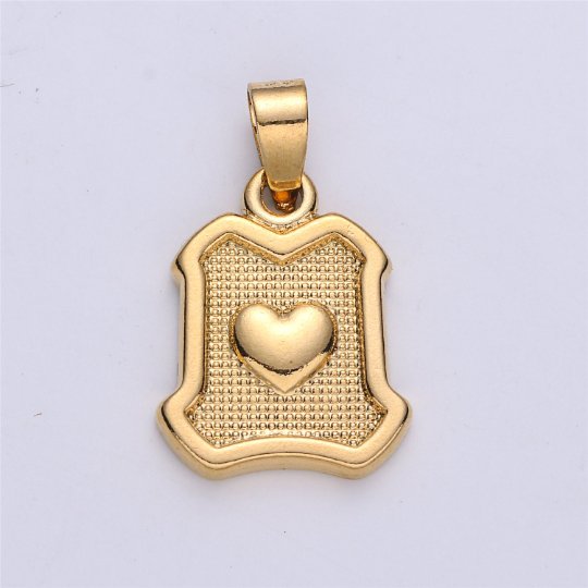 Dainty Love Heart Medallion Pendant Gold plated Heart Pendant Gold Heart Necklace, Medallion for Necklace Bracelet Earring Making Supply I-157 - DLUXCA