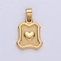 Dainty Love Heart Medallion Pendant Gold plated Heart Pendant Gold Heart Necklace, Medallion for Necklace Bracelet Earring Making Supply I-157 - DLUXCA