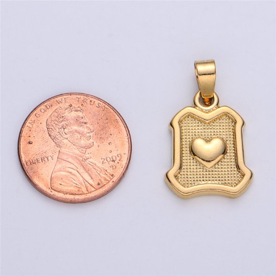 Dainty Love Heart Medallion Pendant Gold plated Heart Pendant Gold Heart Necklace, Medallion for Necklace Bracelet Earring Making Supply I-157 - DLUXCA
