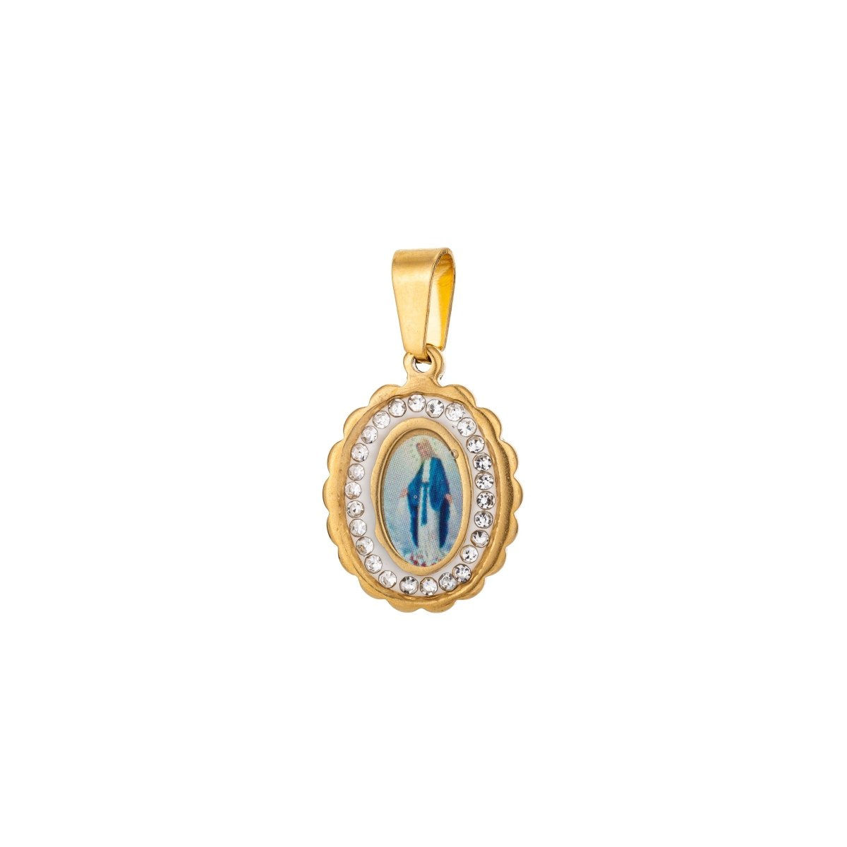 Dainty Madonna Charm, Virgin Mary Charm in 18K Gold plated w/CZ, 25mmX15mm Necklace Pendant Religious Jewelry Making Supply J-556 J-571 - DLUXCA