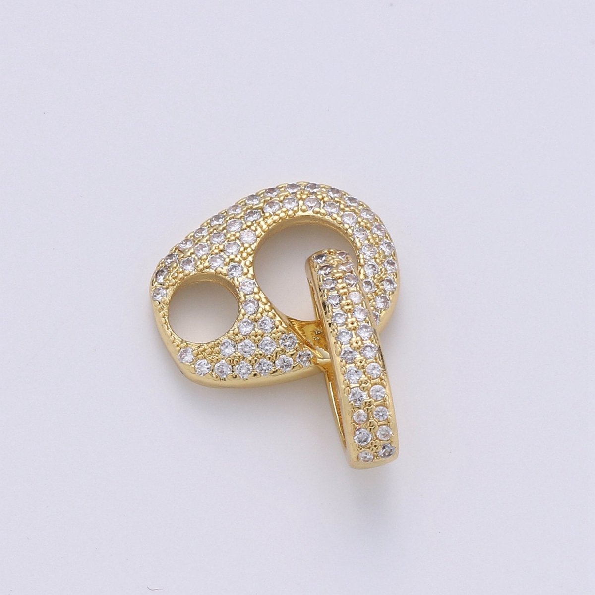 Dainty Mariner Anchor Link Charm Necklace, Yellow Gold Mariner Link Pendant, 24K Yellow Gold plated Charm Micro Pave Mariner Anchor Charm K-797 - DLUXCA