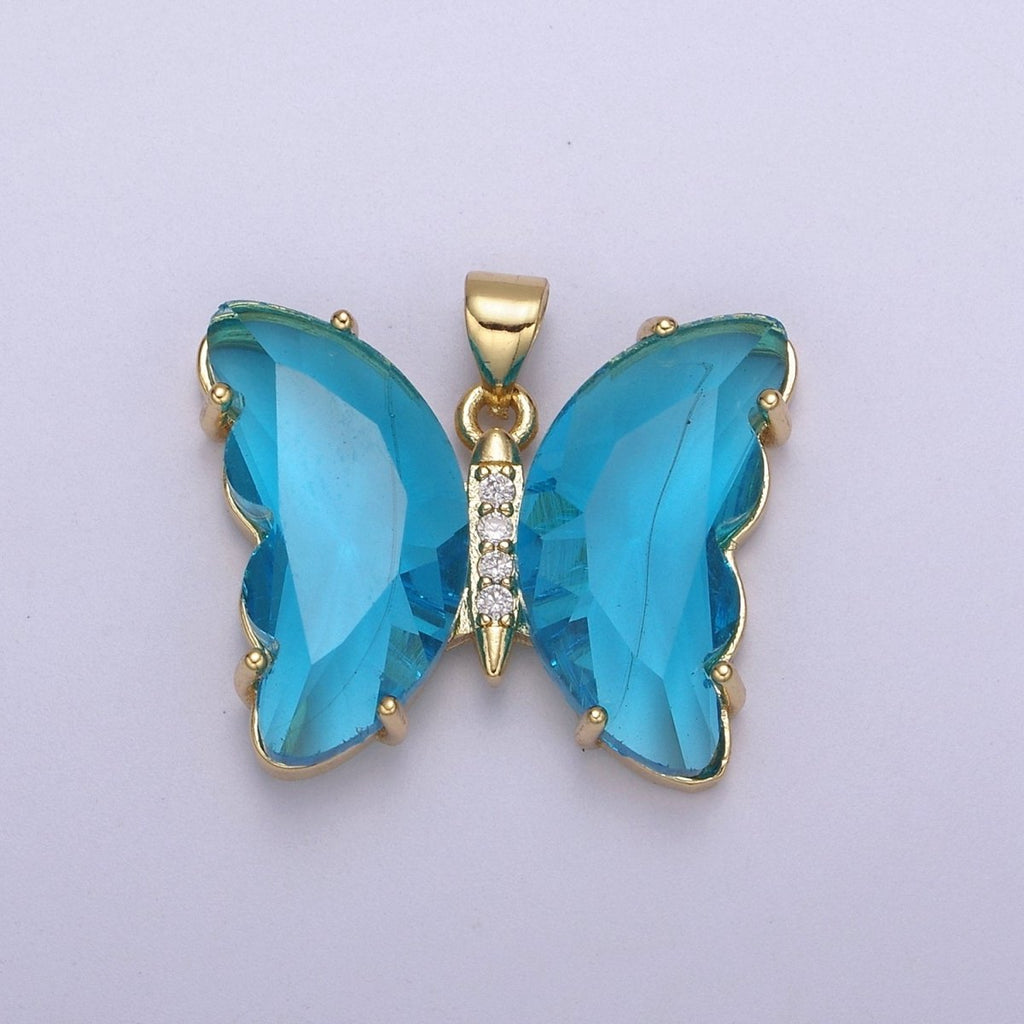Dainty Mariposa Butterfly Charm Butterfly Charm Glass Pendant for Necklace Earring Bracelet Component in 14k Gold plated Tarnish Free H-844 H-845 H-847 H-861
