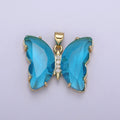 Dainty Mariposa Butterfly Charm Butterfly Charm Glass Pendant for Necklace Earring Bracelet Component in 14k Gold plated Tarnish Free H-844 H-845 H-847 H-861