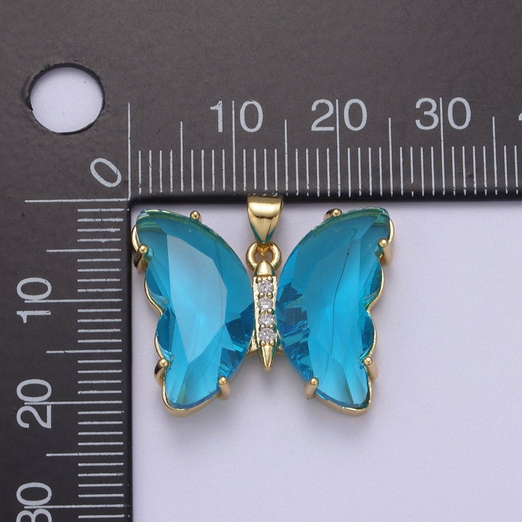 Dainty Mariposa Butterfly Charm Butterfly Charm Glass Pendant for Necklace Earring Bracelet Component in 14k Gold plated Tarnish Free H-844 H-845 H-847 H-861