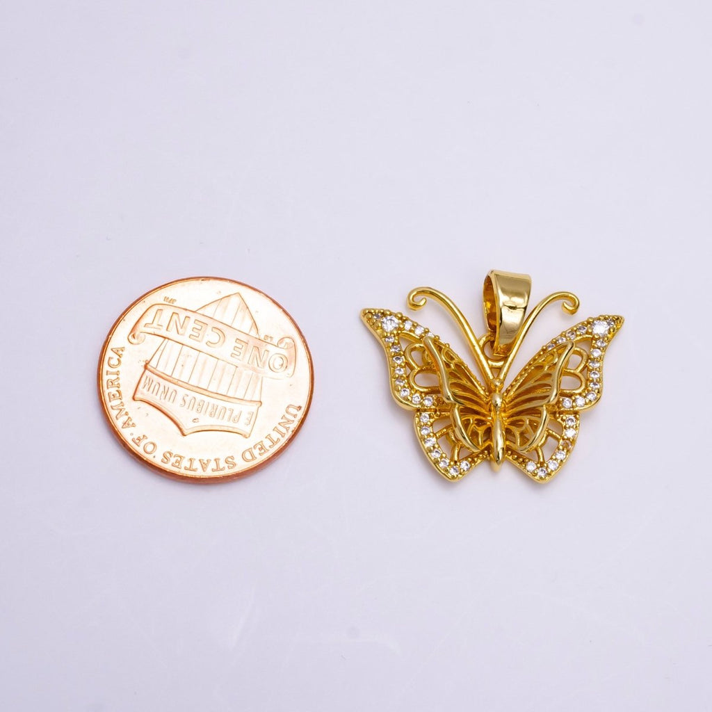 Dainty Mariposa butterfly Charm Cubic Monarch Pendant AA-750 - DLUXCA