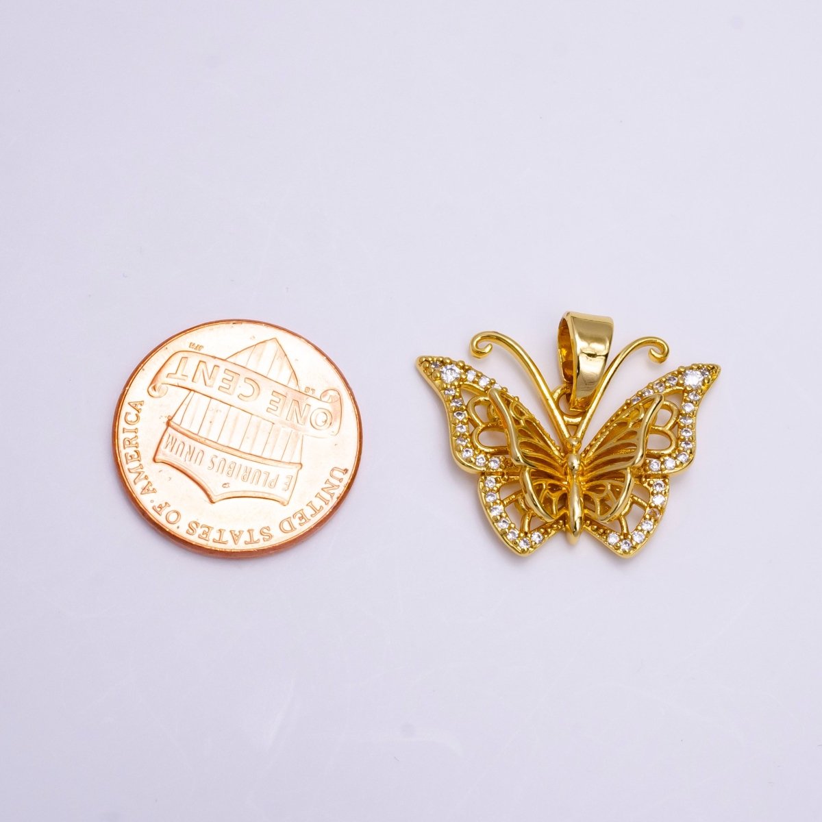 Dainty Mariposa butterfly Charm Cubic Monarch Pendant AA-750 - DLUXCA
